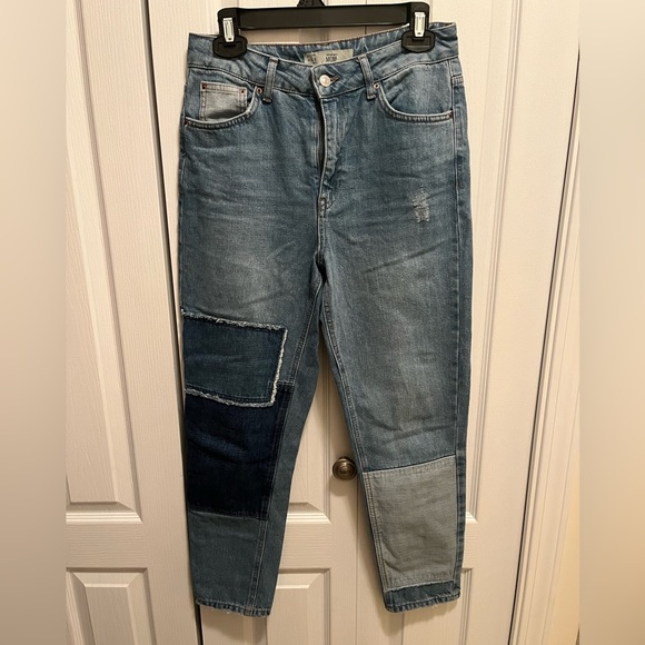 NWOT Topshop Patchwork Mom Jeans - Picture 2 of 5